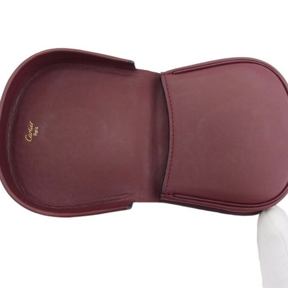 Cartier Coin Case Mastline Bordeaux Leather Authentic Used - Picture 9 of 9